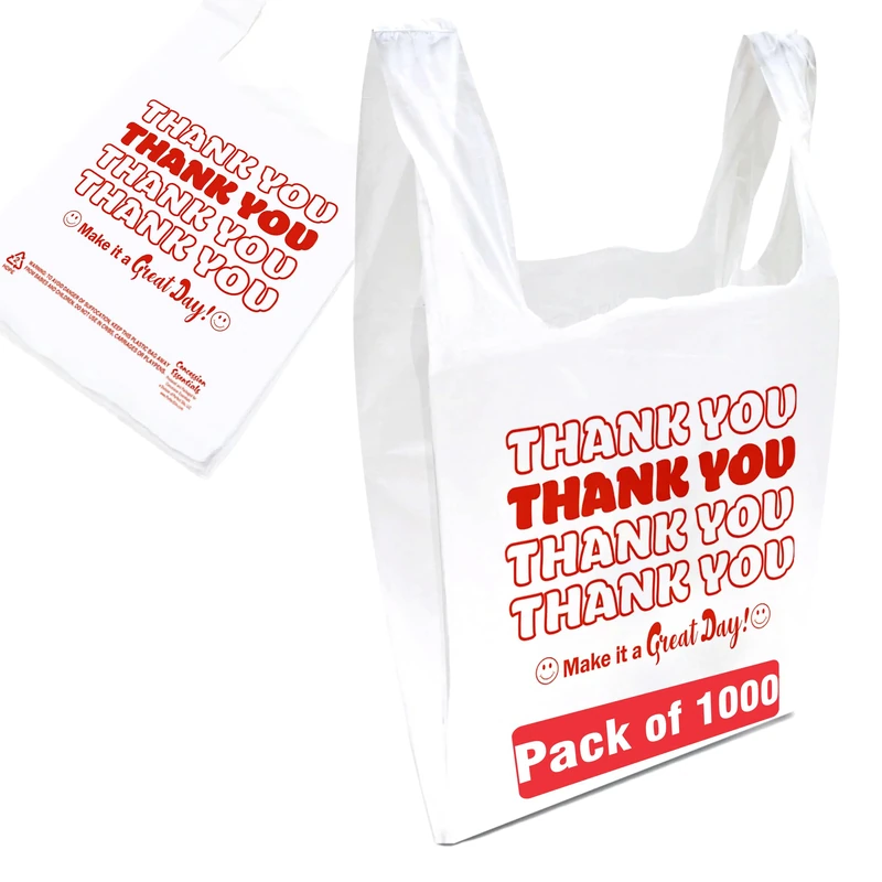 Concession Essentials Thank You Bags - Case of 1,000ct (11.5" x 6.25" x 21")-.6mil - Image 1
