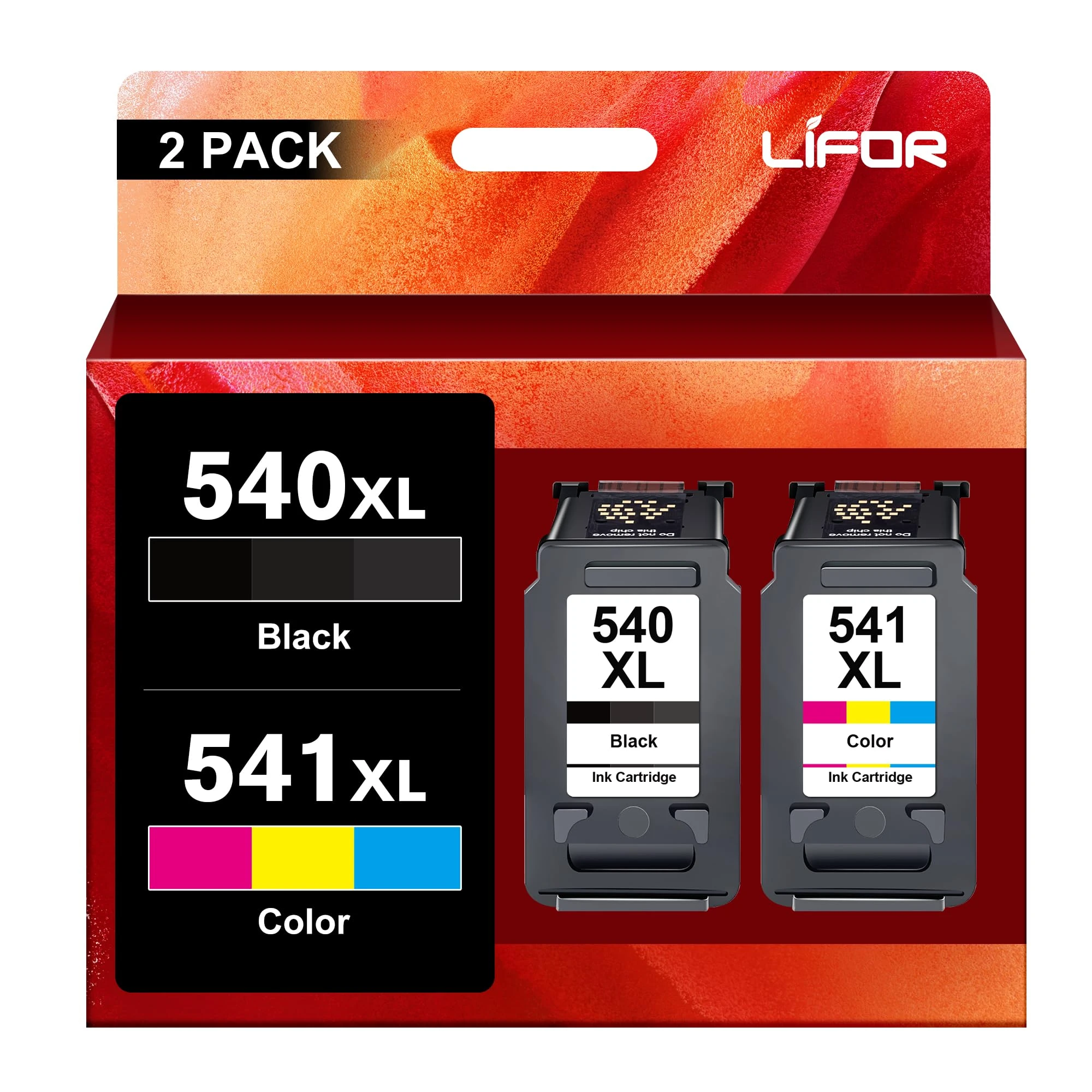 LIFOR 540XL Black 541XL Colour Replacement for Canon 540 and 541 Ink Cartridges for Canon 540 541 Printer Ink for Pixma TS5150 MG3600 TS5151 MG3650S TS5100 MG4250 MG3650 MX475 MG3250