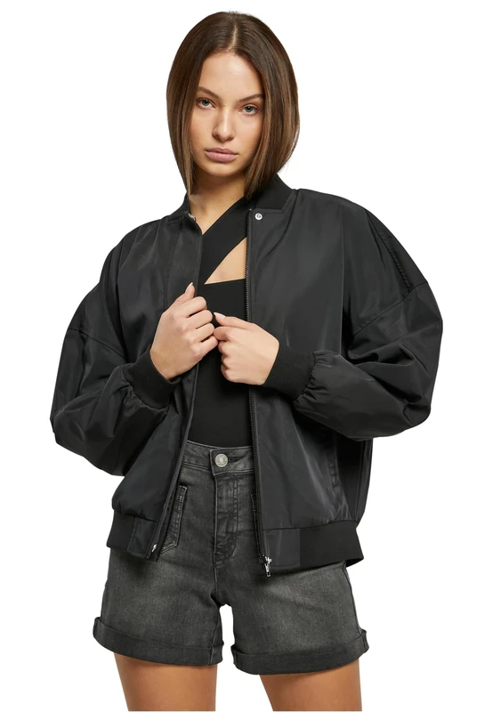 Urban Classics Women's Ladies Recycled Oversized Light Bomber Jacket, Black, S