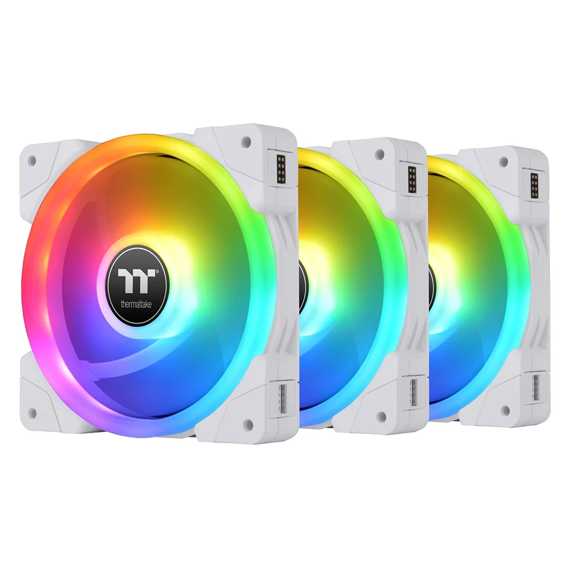 Thermaltake SWAFAN EX 12 RGB PC Cooling Fan White, 3 Pack, 500~2000 RPM, Magnetic Connection, Reversable Blades, Controller Included, CL-F161-PL12SW-A