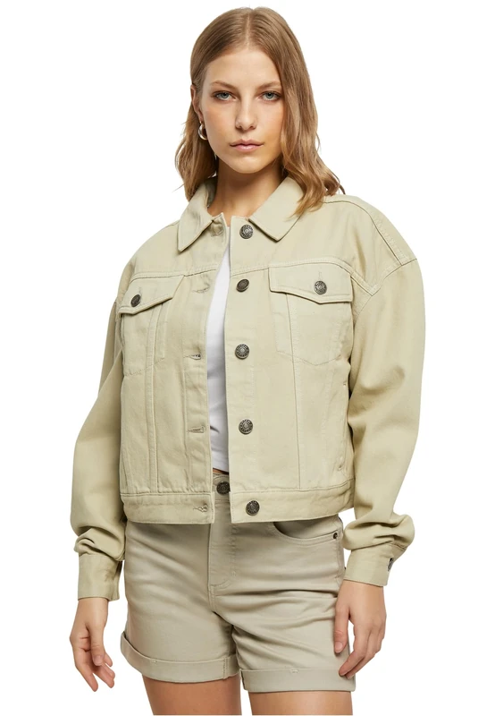 Urban Classics Women's Ladies Oversized Colored Denim Jacket Jacket, Softseagrass,
