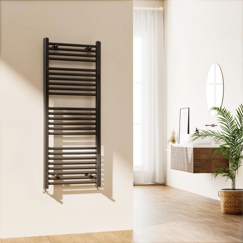 EMKE Towel Rail Radiator Anthracite Grey - Modern Straight Bathroom Ladder Radiator Wall Mounted Bathroom Towel Radiator for Living Room and Kitchen 1200 x 500 mm