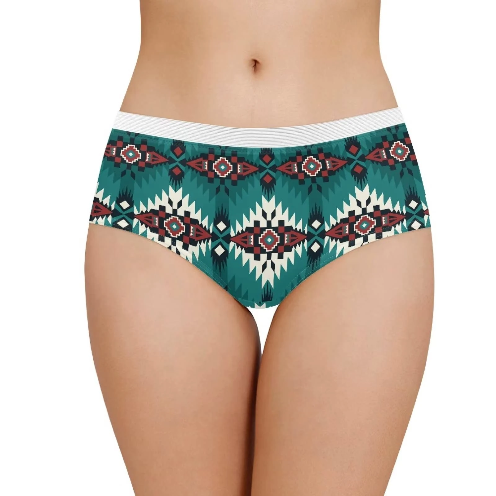 Xoenoiee Aztec American Native Tribal Print Women Girl Lightweight Underpants Ladies Underwear Cotton Polyester White Lace Waist Briefs Full Coverage Soft Breathable Panties, M