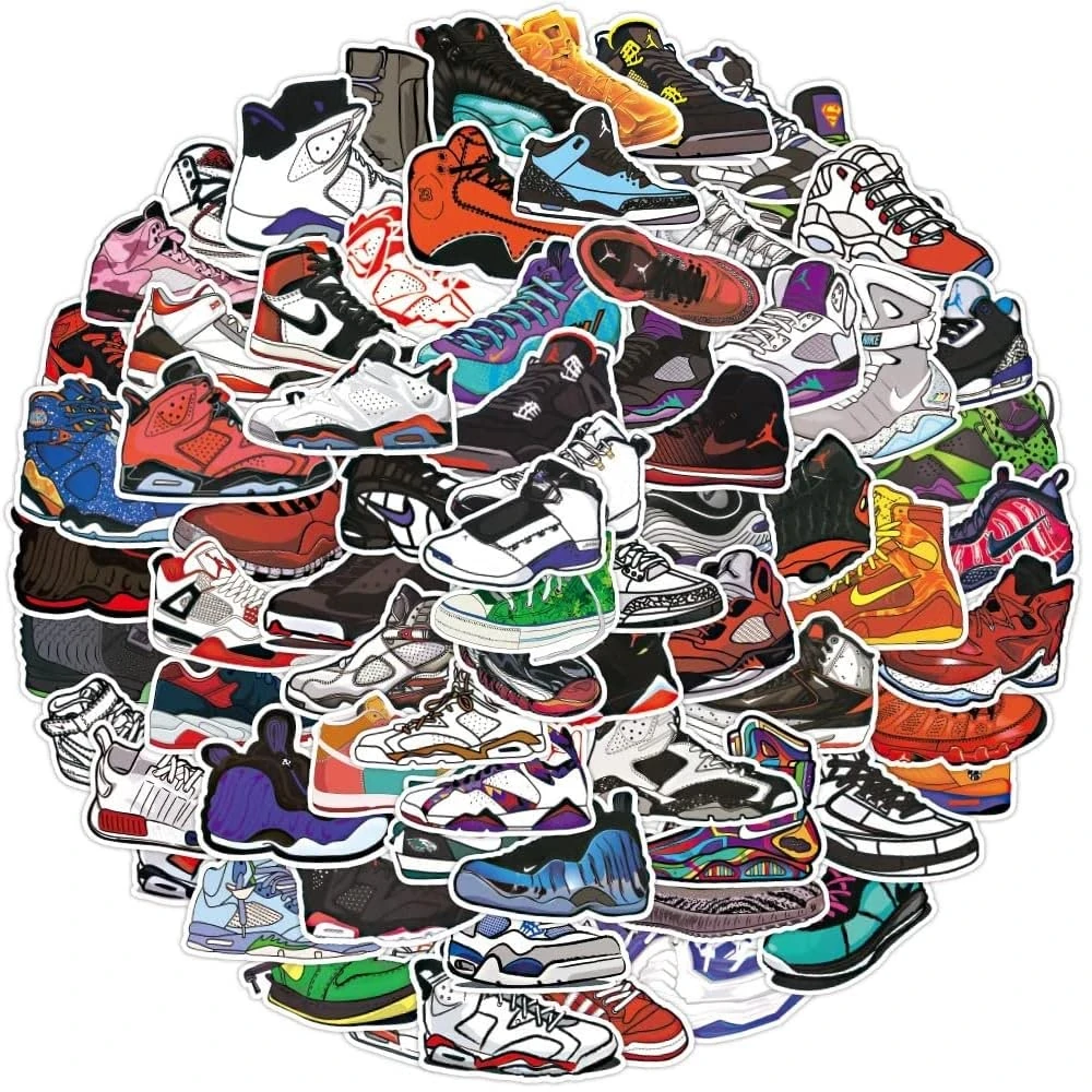 Yangsiw 50PCS Basketball Stickers, Multicolor Cartoon Vinyl PVC Stickers, Water Resistant, Decorate Laptops, Cars, Skateboards, etc.