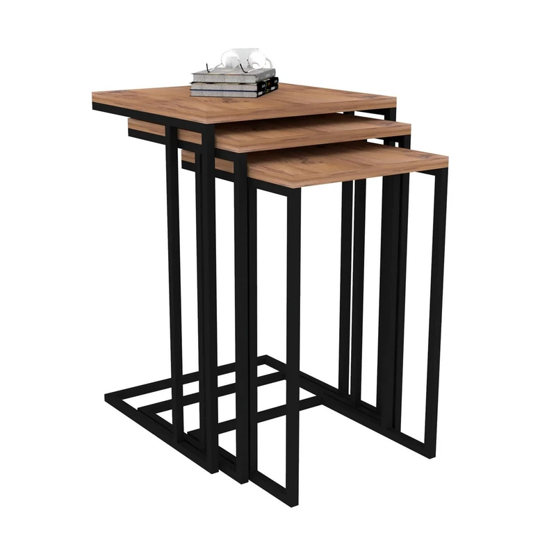 WELL HOME MOBILIARIO & DECORACIÓN Nesting table, 100% melamine coated chipboard board, Atlantic Black colour