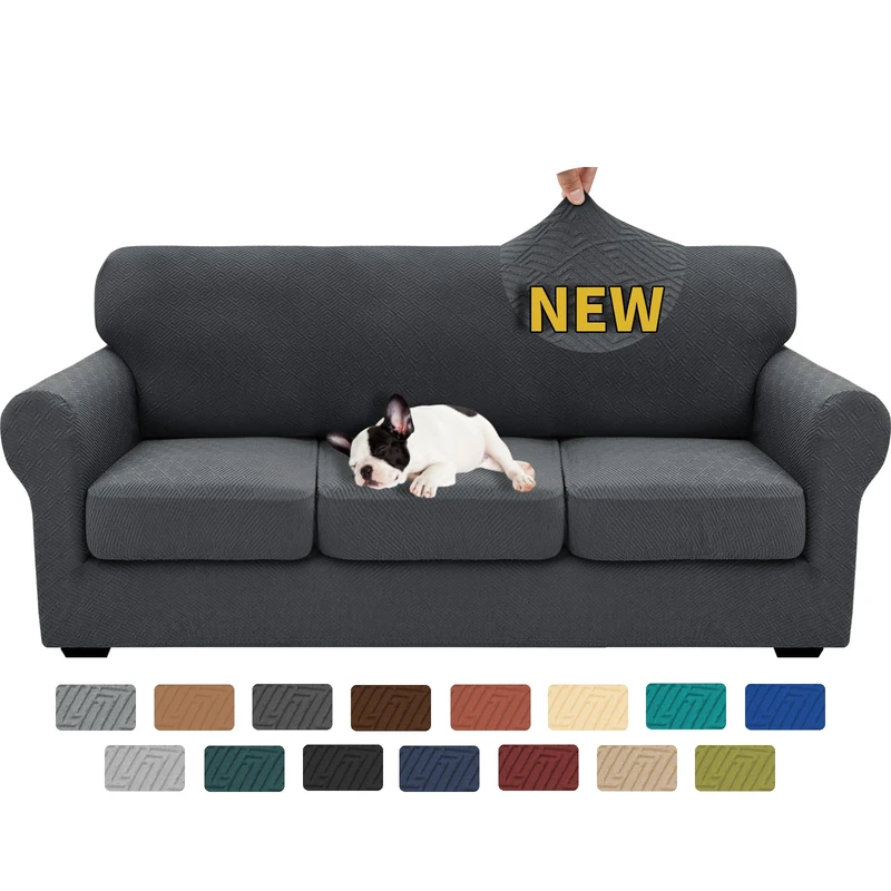 XINEAGE 2024 Newest 4 Pieces Couch Covers for 3 Cushion Couch Super Stretch Thick Soft Sofa Cover Anti Slip Sofa Slipcover Dogs Cats Furniture Protector (Dark Gray, 71"-91") - Image 1