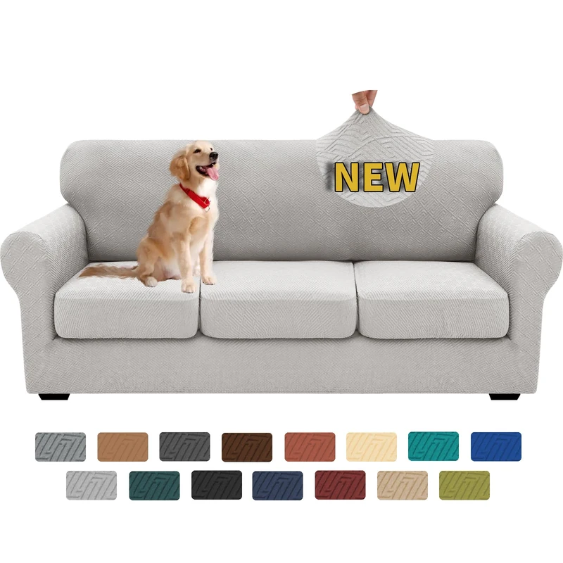 XINEAGE 2024 Newest 4 Pieces Couch Covers for 3 Cushion Couch Super Stretch Thick Soft Sofa Cover Anti Slip Sofa Slipcover Dogs Cats Furniture Protector (Silver Grey, 71"-91")