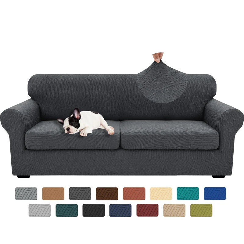 XINEAGE 2025 New 3 Pieces Couch Covers for 2 Extra Large Cushion Sofa Super Stretch Sofa Cover for 2 Large Seat Universal Loveseat Slip Cover for Living Room (Dark Gray), 71"-91"(2 Cushions)