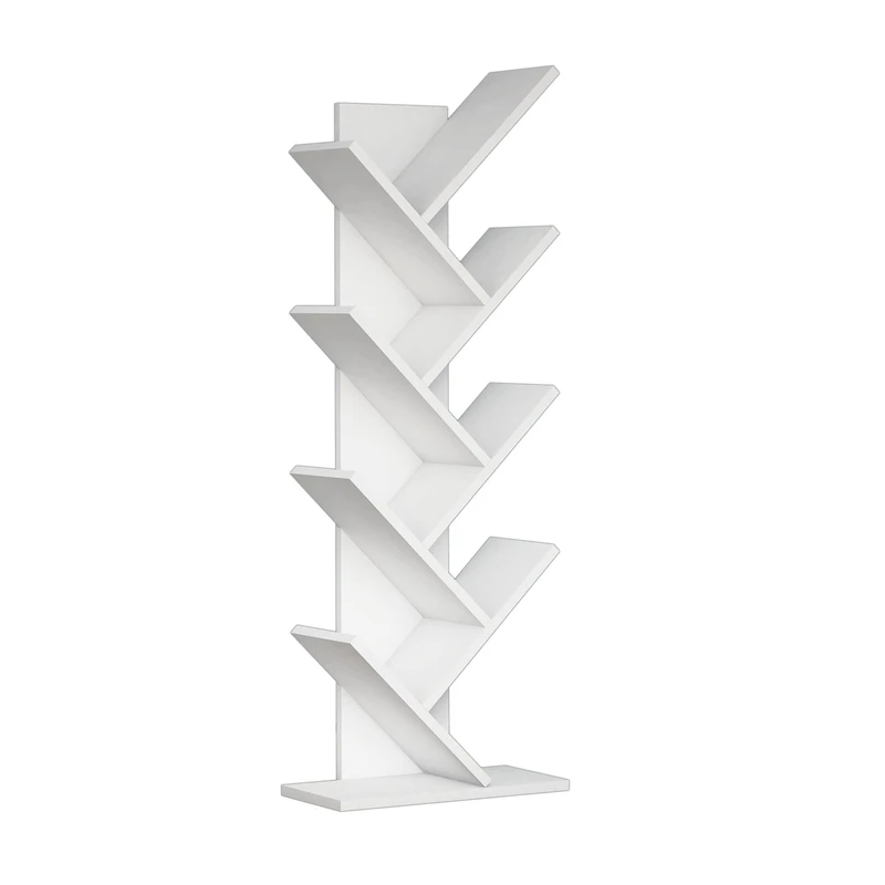 WELL HOME MOBILIARIO & DECORACIÓN Bookcase V-Compartments, 100% Re-Plated Melamine Chipboard, White - Image 1