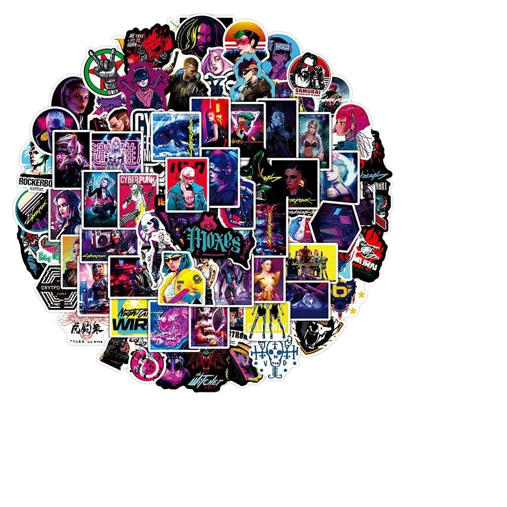 Cyberpunk Sticker 50pcs Cool Stickers for Computers Laptop Skateboard Stickers for Teens Adults Laptop Skateboard Guitar Luggage Vinyl Decal Stickers Packs …