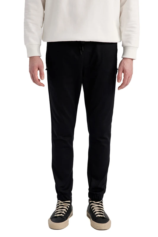 DeFacto Men's W8266AZ Casual Trousers, Black, 38 W/30 L