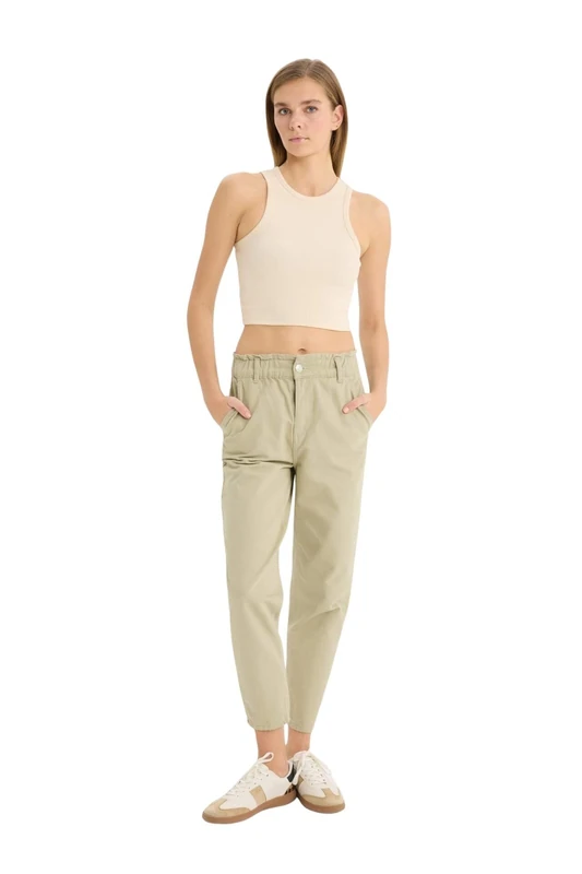 DeFacto Women's S2790AZ Casual Trousers, LT.Khaki, 10