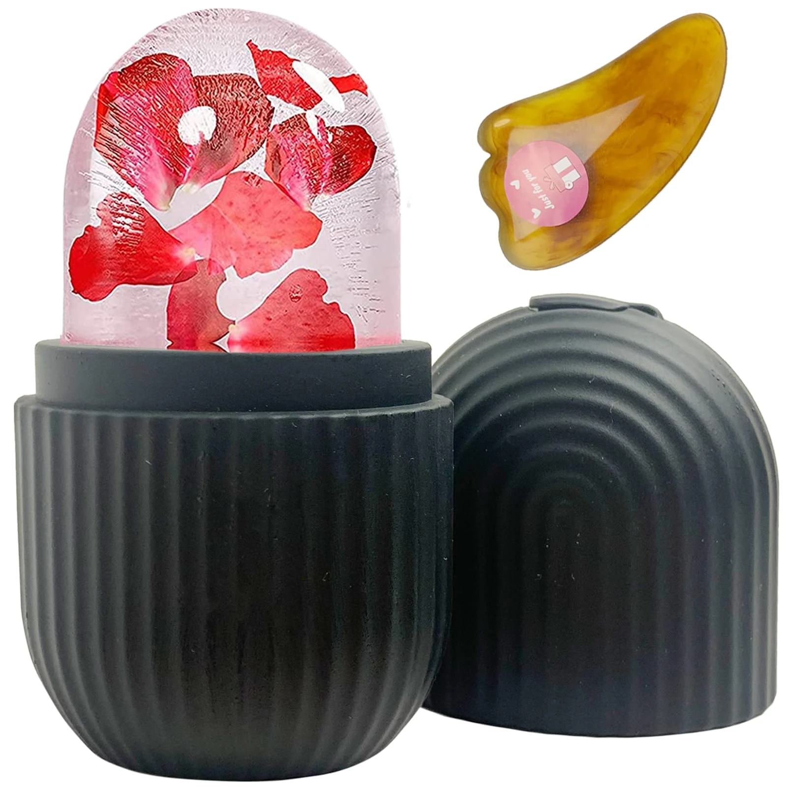 KEEPAQ Ice Roller, Ice Roller for Face and Eyes, Reusable Silicone Ice Face Roller and Gua Sha Massage Tool set to Relieve Puffiness, Refine Pores, Firming, Lifting, Hydration, Cooling and Pain Relief