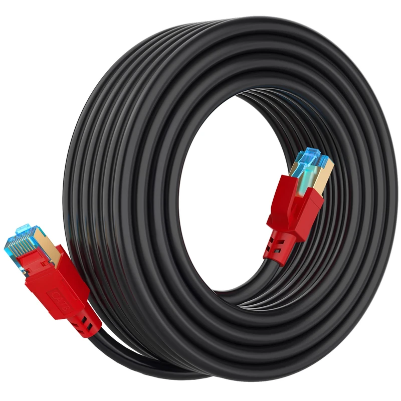 Cat 8 Ethernet Cable 60 FT, 26AWG 40Gbps 2000Mhz Ultra Speed Cat8 LAN Network Cable SFTP Patch Cord with Gold Plated RJ45 Connector, Weatherproof UV Resistant for Switch/Router/Modem/PC/Gaming