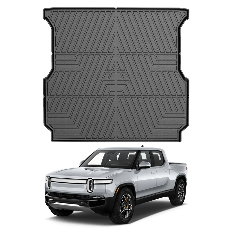 Mixsuper Truck Bed Mat Compatible with 2022-2023 2024 Rivian R1T, All Weather Truck Bed Liner TPE Durable Odorless Black