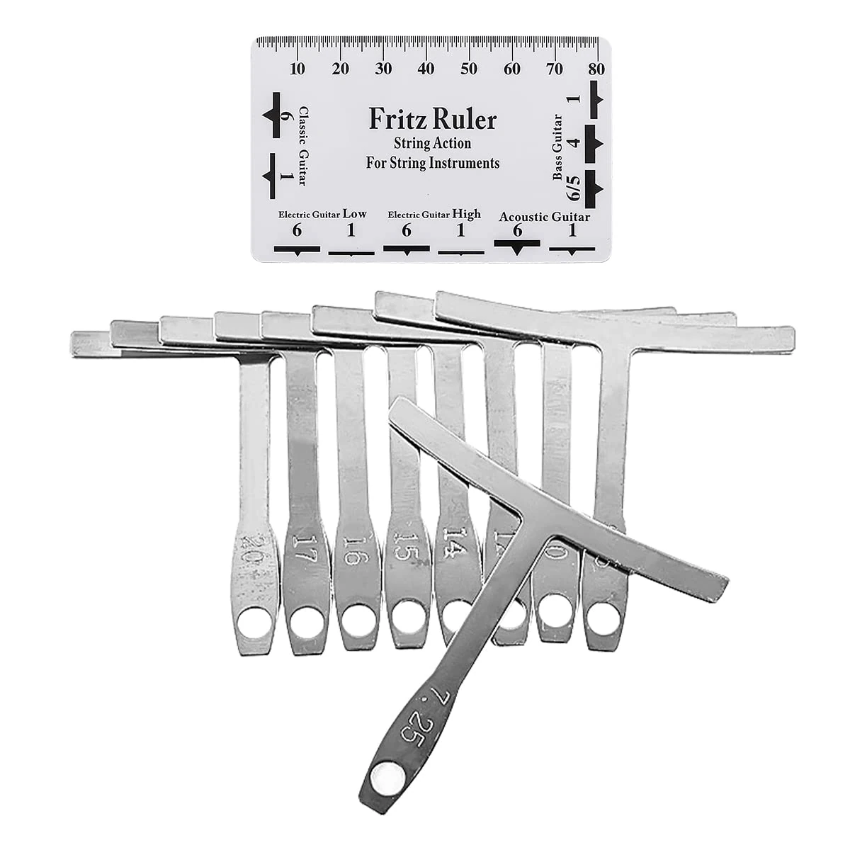 Alnicov 9PCS Under string Radius Gauge and String Action Gauge Ruler for Adjustments Guitar and Bass Setup Bridge Saddle