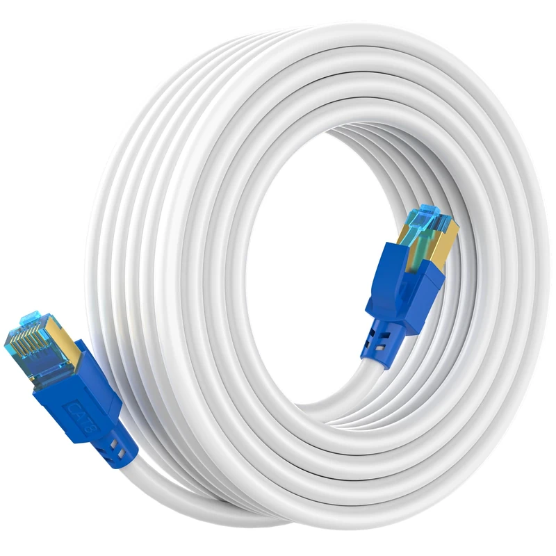 Cat 8 Ethernet Cable 150 FT, 26AWG 40Gbps 2000Mhz Ultra Speed Cat8 LAN Network Cable SFTP Patch Cord with Gold Plated RJ45 Connector, Weatherproof UV Resistant for Switch/Router/Modem/PC/Gaming