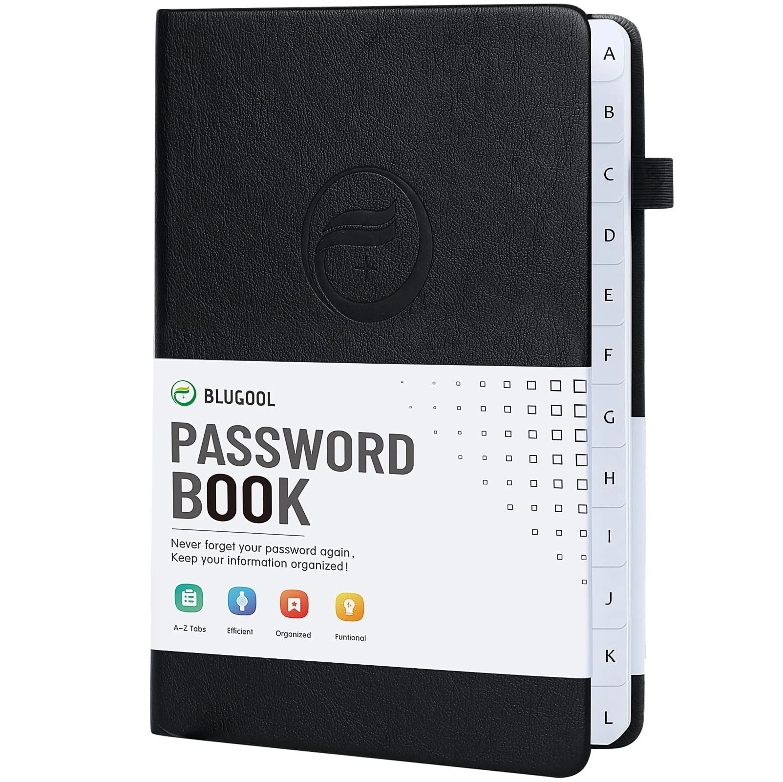 Password Book with Alphabetical Tabs, Hardcover Password Keeper, Password Notebook Organizer for Computer and Internet Address Website Login, Gifts for Home and Office, 4.4''x 5.8''- Black