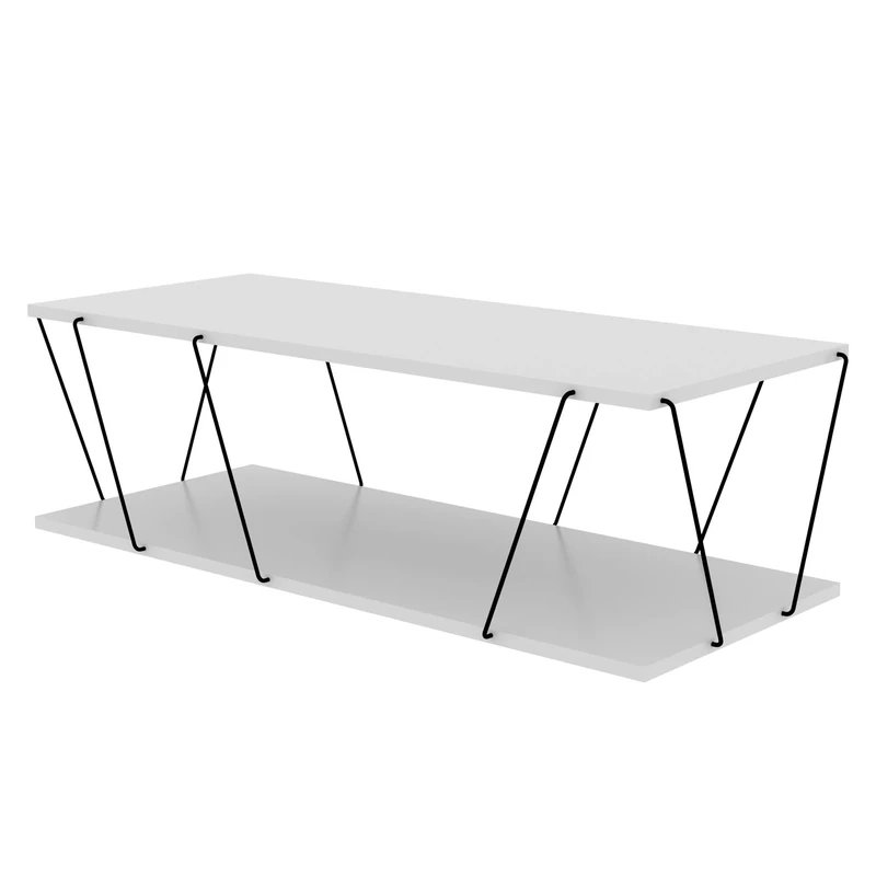 WELL HOME MOBILIARIO & DECORACIÓN Side Table, 100% Melamine Re-plated Chipboard Board, White Black