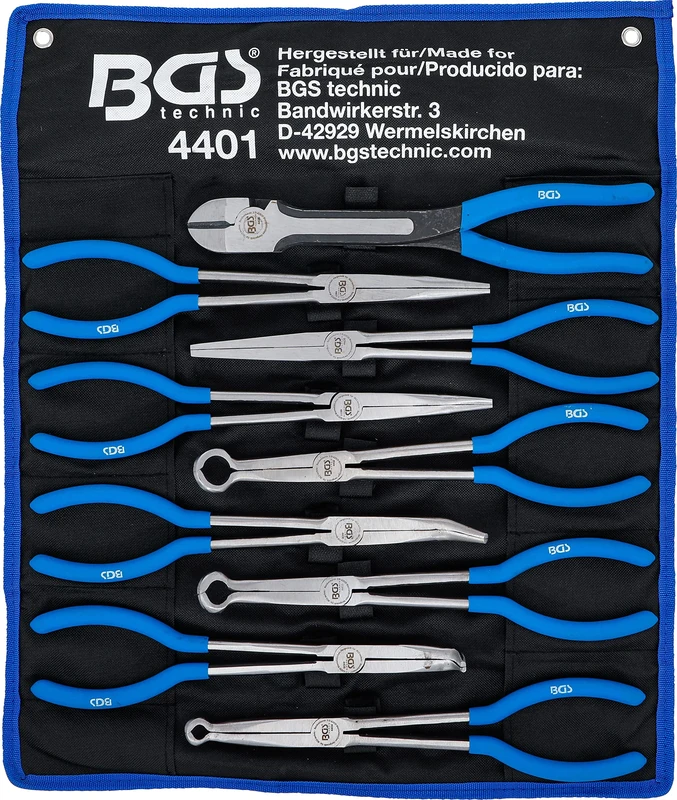 BGS 4401 | Long / Flat Nose and Spark Plug Connector Pliers Set | extra long | 9 pcs.