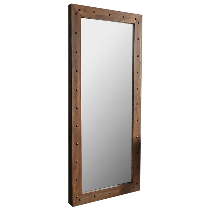 WELL HOME MOBILIARIO & DECORACIÓN Mirror, 100% PINE SOLID WOOD, Walnut Colour