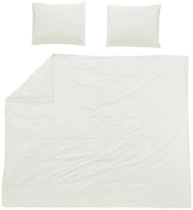 Meyco Home Basic Jersey Plain Bed Linen Double Bed (100% Cotton, Breathable Material, Easy Care, Practical Wrapping Strip, Dimensions: 200 x 200/220 cm), Cream White