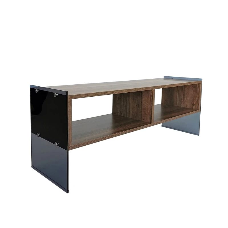 WELL HOME MOBILIARIO & DECORACIÓN TV Table, 100% Melamine Coated Chipboard Board, Smoke Walnut Colour