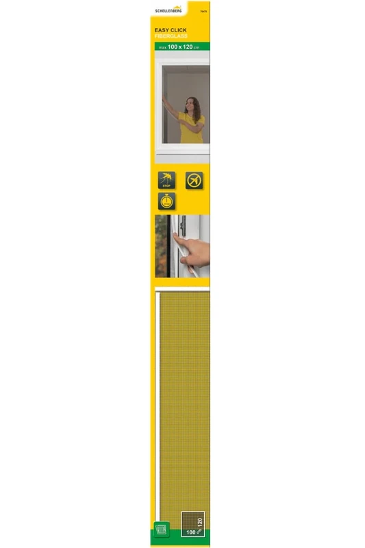 Schellenberg 70470 Easy Click Window Fly Screen with Fibreglass Fabric No Drilling Required Easy Click Insect Protection Fabric Fly Net Easy to Replace 100 x 120 cm White