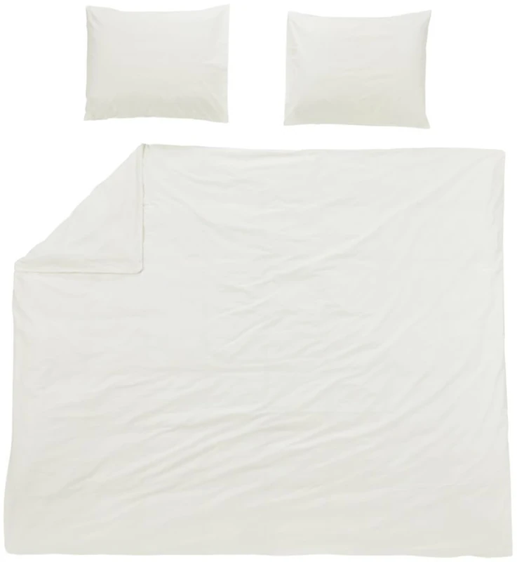 Meyco Home Basic Jersey Plain Bed Linen Double Bed (100% Cotton, Breathable Material, Easy Care, Practical Wrapping Strip, Dimensions: 240 x 200/220 cm), Cream White - Image 1