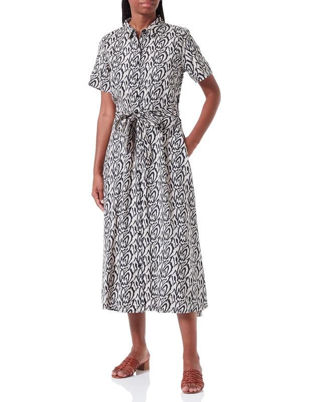 Kaffe Women's KAloraina Dress Dress, Sand/Black Graphic, - Image 1