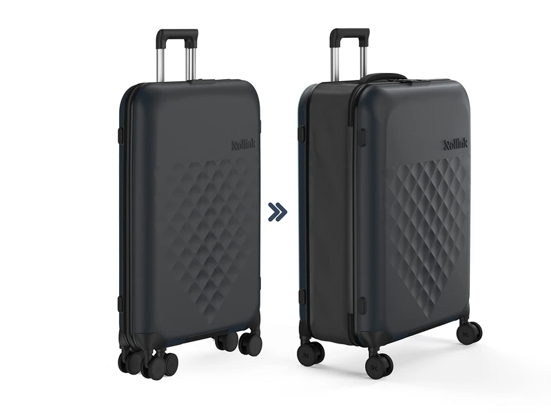Rollink Vega 360 Spinner - Lightweight, Foldable Case for Space-Saving Storage., Black, Carry-On, Suitcase