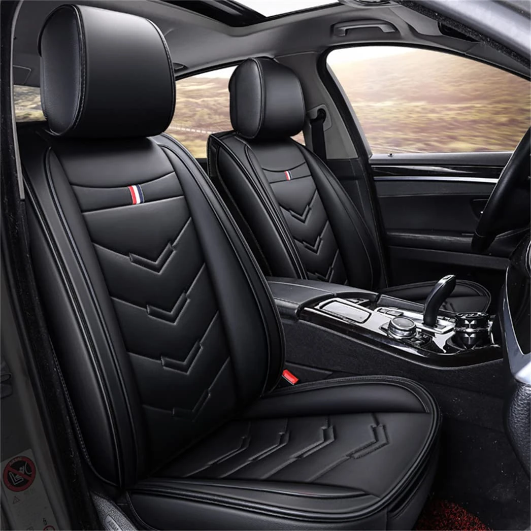 IBCEL Car Seat Covers 5 Seat Leather Fits for Nissan Qashqai 2015-2019 Vehicle Seat Cover Full Set Cushion Front Rear Seat Protectors (Black)