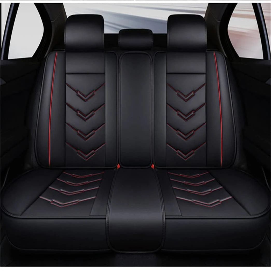 IBCEL Car Seat Covers 5 Seat Leather Fits for Nissan Qashqai 2020-2022 Vehicle Seat Cover Full Set Cushion Front Rear Seat Protectors (Black Red)