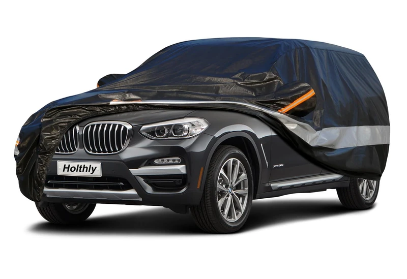 Holthly 10 Layers Car Cover Waterproof All Weather for Large SUV,100% Waterproof Outdoor Car Covers Rain Snow UV Dust Protection. Custom Fit for Porsche Cayenne, BMW X5, Toyota Highlander,etc