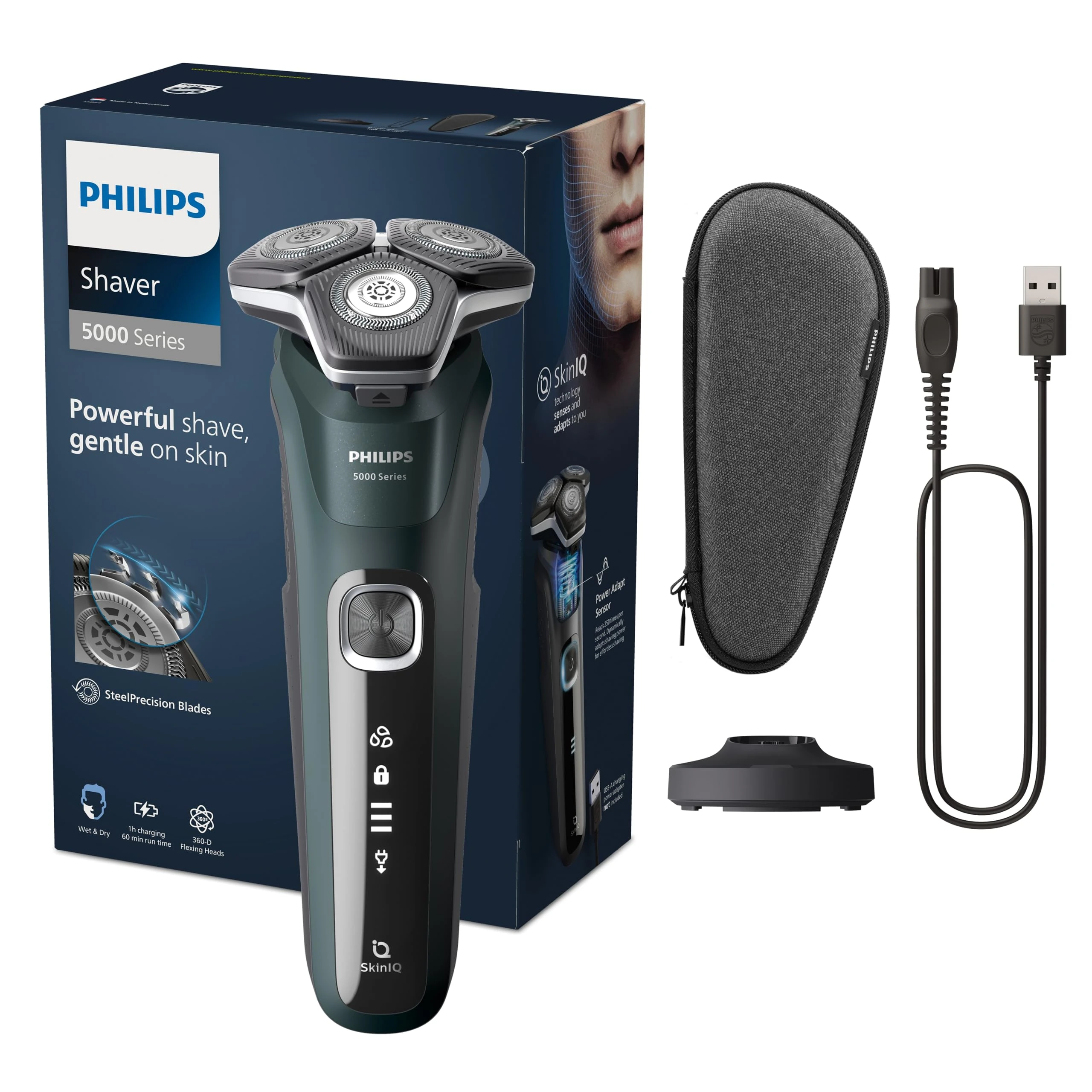 Philips Shaver Series 5000 - Wet & Dry Electric Men's Shaver, Electric Razor for Men with Charging Stand and Travel Case (Model S5884/35)