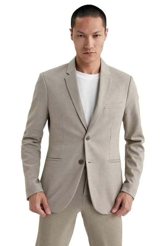 DeFacto Men's W9254AZ Blazer, Stone, 40R
