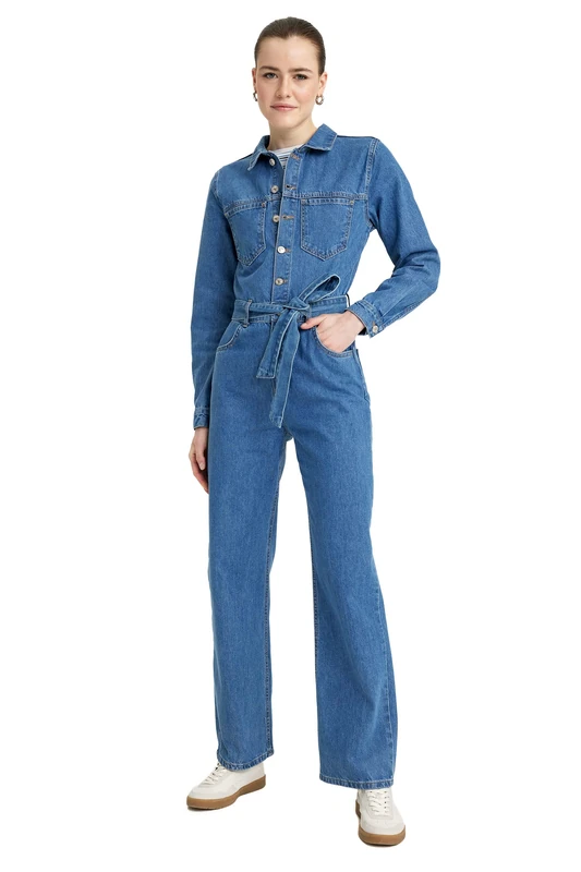 DeFacto Women's A0933AX Overalls, MID Blue, XS