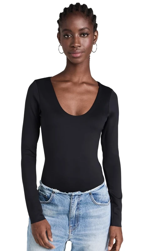 Good American Women's Scuba Scoop Thong Bodysuit, Black001, S - Image 1