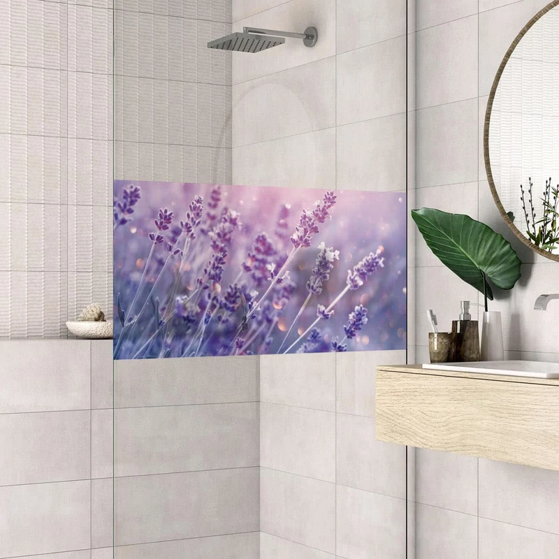 Opaque Lavender Field Window Film Sticker for Window & Shower Door 40 x 100 cm
