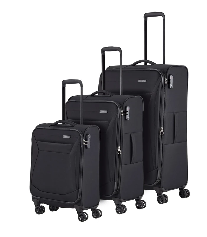 travelite 4-wheel suitcase set soft shell, sizes L/M/S, series CHIOS trolley set in timeless look, hand luggage complies with IATA boarding baggage dimensions