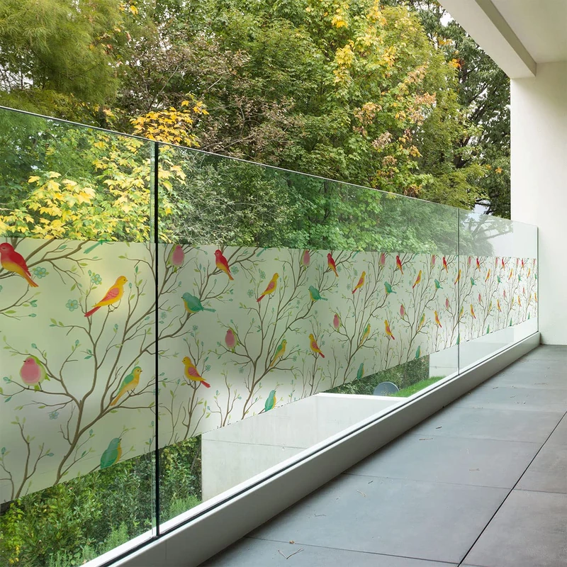 Window Film Opaque Birds in the Forest Sticker for Window & Shower Door 40 x 200 cm