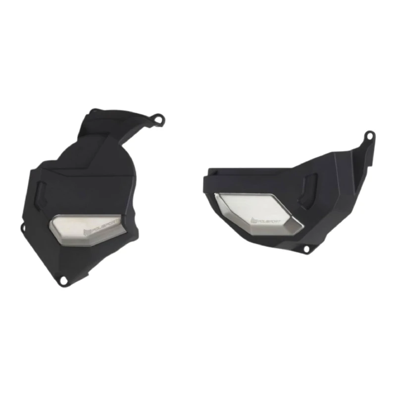 POLISPORT 91112 2 Piece Clutch and Alternator Cover Protector Kit Compatible with Motorcycles Honda Africa Twin 1100L DCT 20-23 Inches in Black