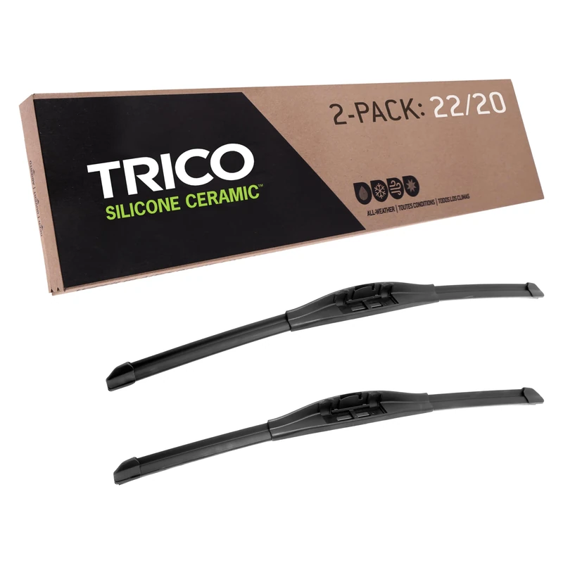 Trico Silicone Ceramic Automotive Replacement Windshield Wiper Blade, Ceramic Coated Silicone Super Premium All Weather includes 22 inch & 20 inch Beam blades (90-2220)