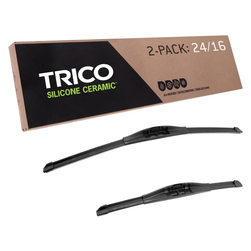TRICO Silicone Ceramic Automotive Replacement Windshield Wiper Blade, Ceramic Coated Silicone Super Premium All Weather includes 24 inch & 16 inch Beam blades for Select Vehicle Models (90-2416)