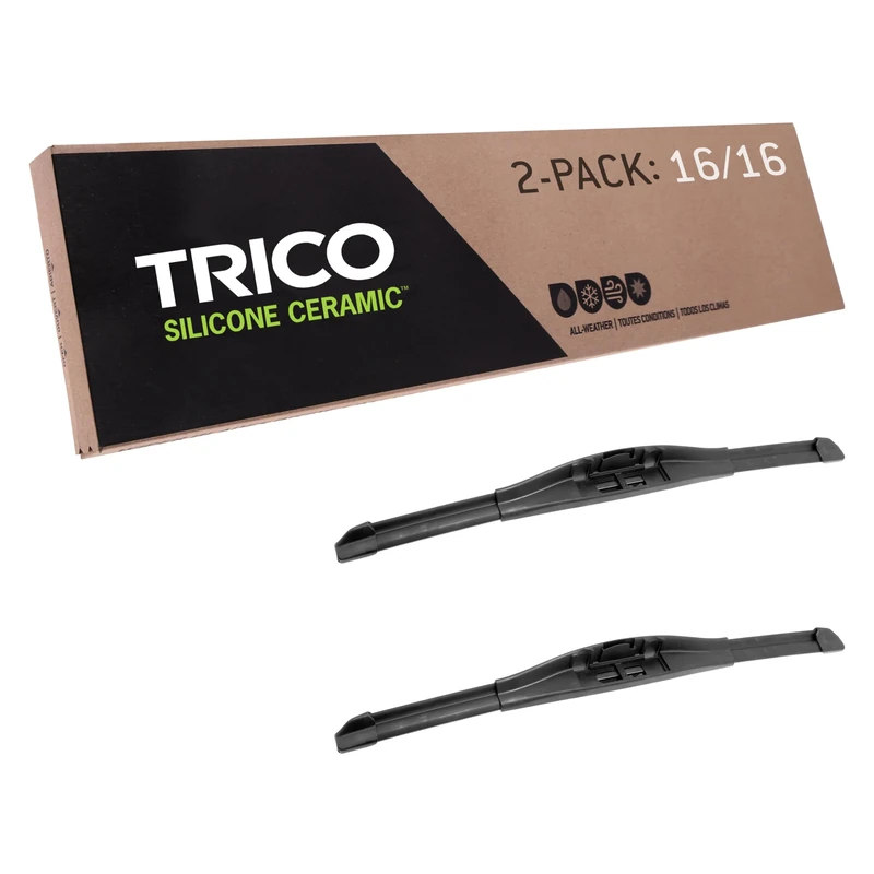 Trico Silicone Ceramic Automotive Replacement Windshield Wiper Blade, Ceramic Coated Silicone Super Premium All Weather includes 16 inch & 16 inch Beam blades (90-1616)