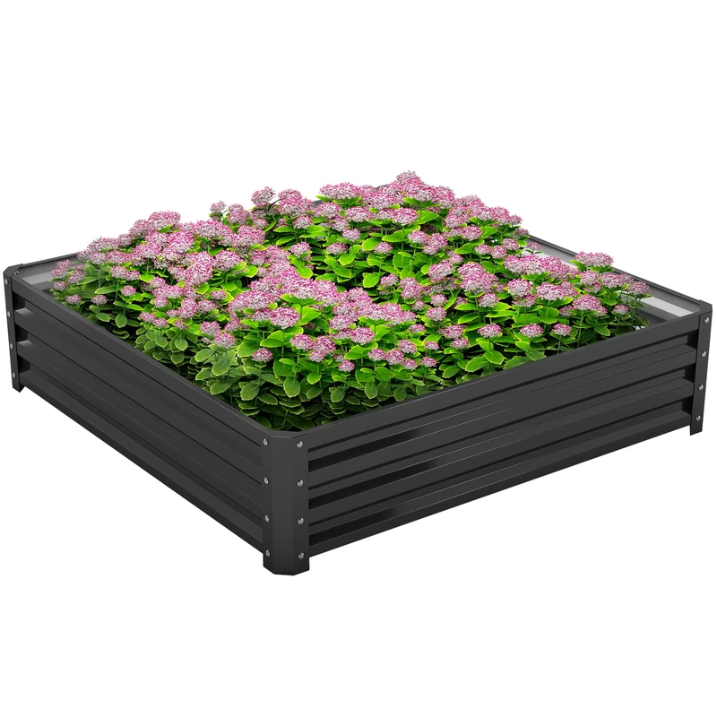 Outsunny Raised Bed, Alloy Steel, Gray, 120L x 120B x 30H cm - Image 1