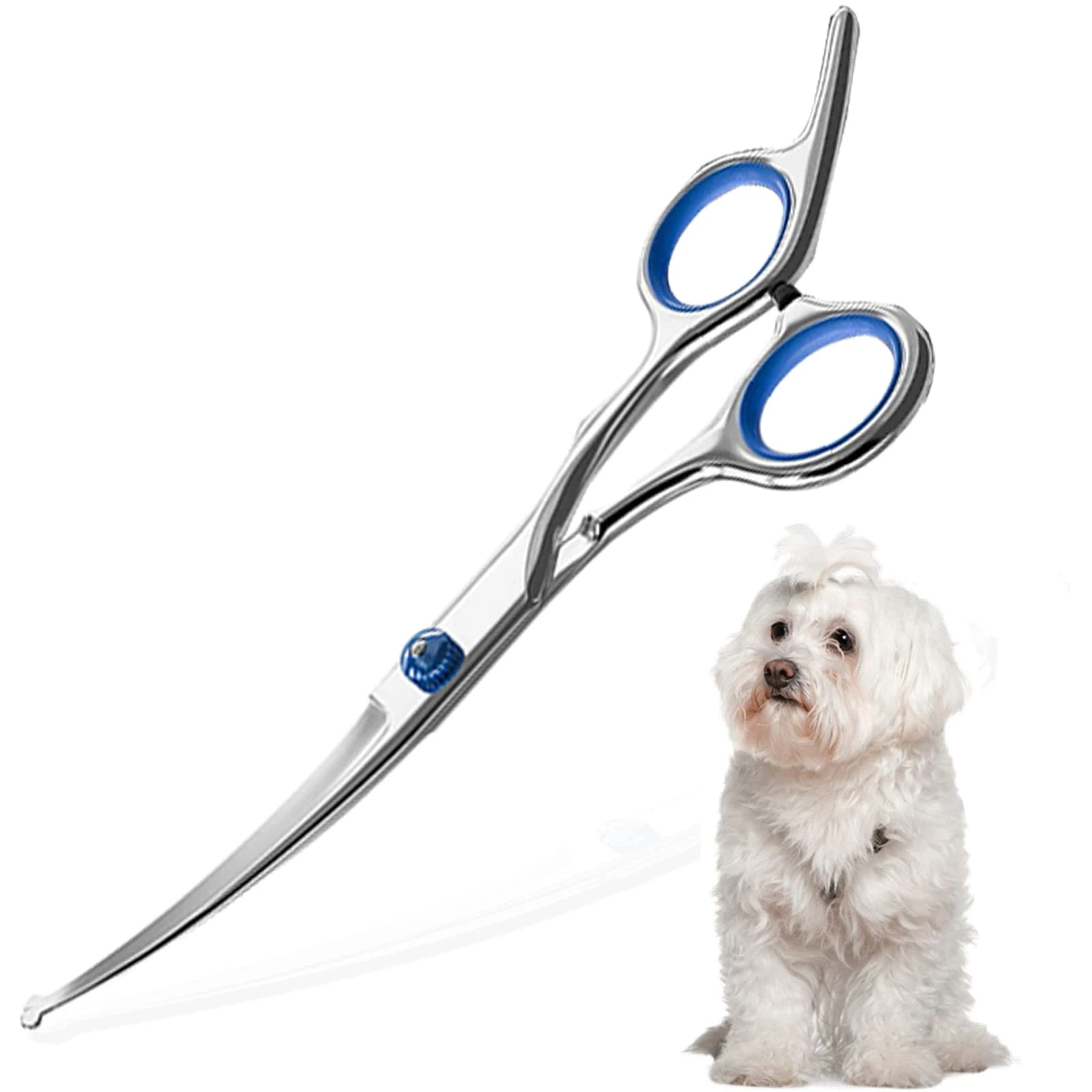 Pet Grooming Scissors, 6" Up Curved Dog Grooming Scissors Set with Safety Round Tip, Stainless Steel Pet Grooming Dog Cat Hair Cutting Trimming Scissors