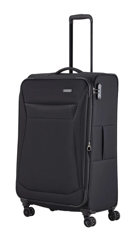 travelite 4-wheel suitcase size L soft-shell, luggage series CHIOS with expansion fold + edge protection, trolley in timeless look, 78 cm, 90 - 97 liters