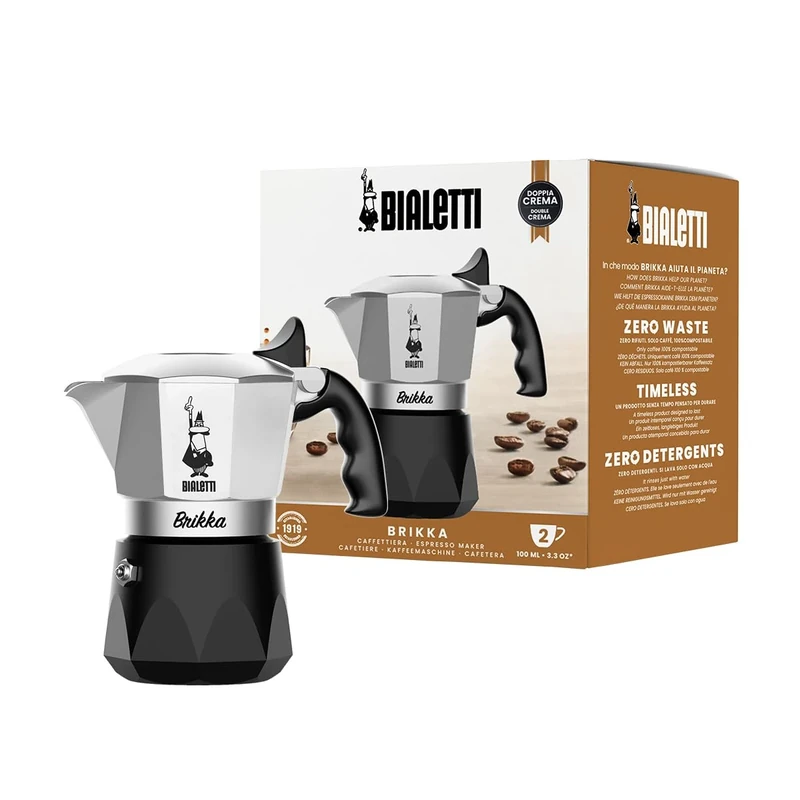 Bialetti Brikka Moka pot 0.1 L Black, Stainless steel