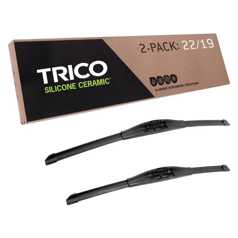 TRICO Silicone Ceramic Automotive Replacement Windshield Wiper Blade, Ceramic Coated Silicone Super Premium All Weather includes 22 inch & 19 inch Beam blades for Select Vehicle Models (90-2219)
